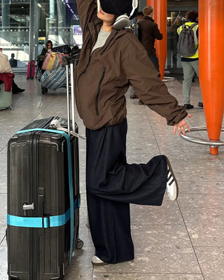 Denim Two-Pintuck Wide Pants