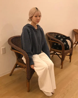 Striped knit hoodie