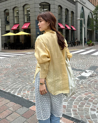 See-through side ribbon shirt