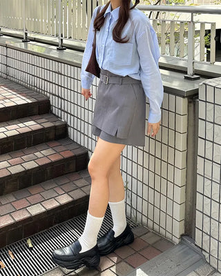 Flap pocket jacket & mini skirt set