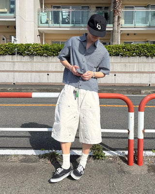 Small check half shirt
