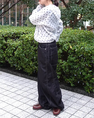 Loose-fit polka dot hooded zip-up