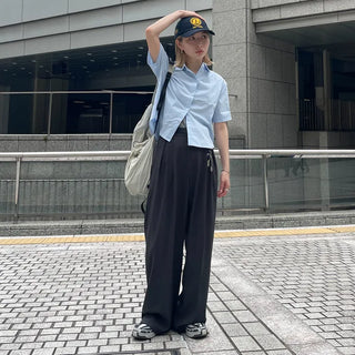 Plain cropped short-sleeved shirt