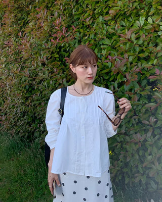 Frilled ribbon blouse