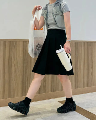 Pleated midi skirt