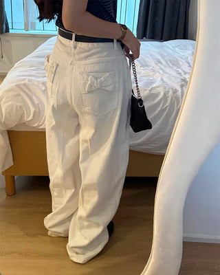 Ribbon back pocket balloon pants