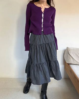 Walnut Button Short Knit Cardigan