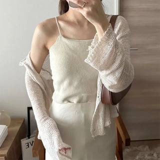 Ribbed sheer cardigan
