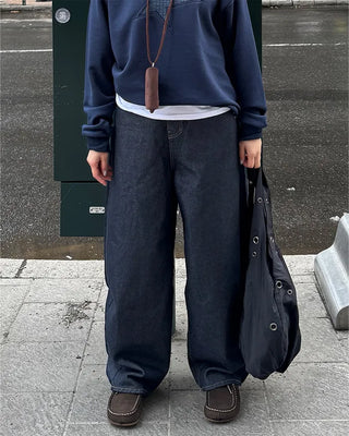 Studded pocket balloon denim pants
