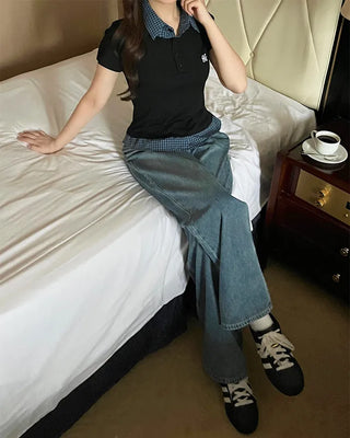 Checkered Shirt Layered PK T-Shirt