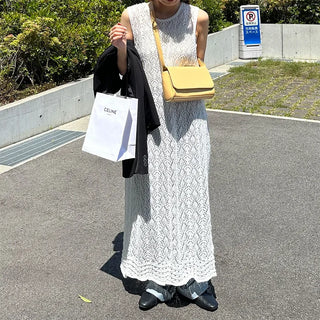 Perforated Long Knit Dress