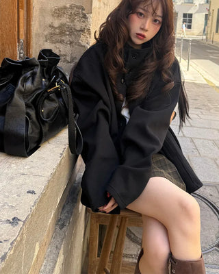 High-neck zip-up blouson