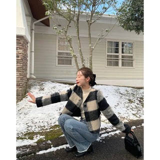 Checked cropped jacket