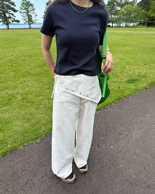 Eyelet Wrap Set Cotton Pants