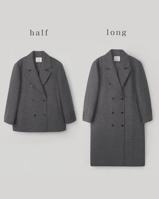 (2 types) Bouclé Double-breasted Coat