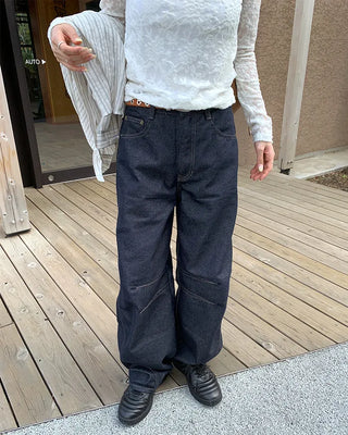 Slit denim pants