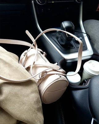 Faux leather buckle shoulder bag