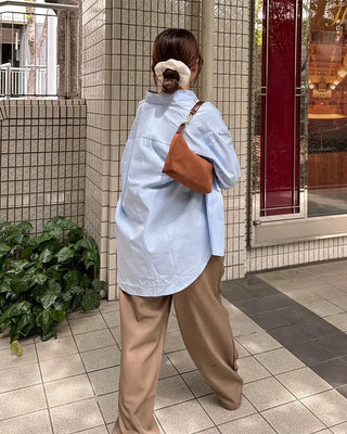 Double-pleated wide-fit slacks