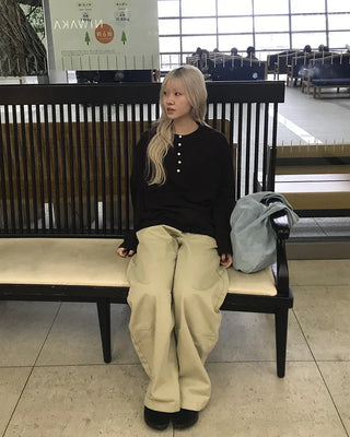 Balloon Cotton Wide Pants