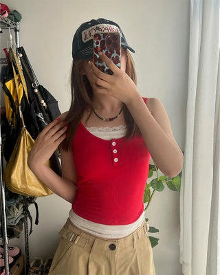Lace-layered sleeveless