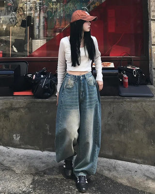 Vintage Washed Denim Pants