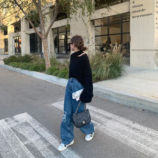 Fluffy Slit Half-Neck Knit