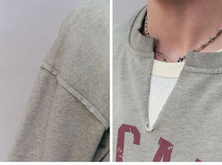 [Monterest] Washed Split-Neck Graphic Sweatshirt