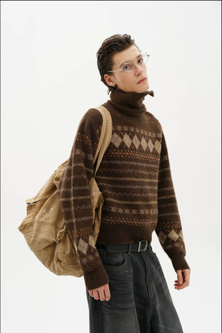 [MASONPRINCE] Fair Isle Pattern Knit Sweater