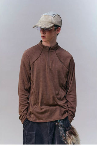 [Monterest] 3A Antibacterial Grid Fleece Half-Zip Tee