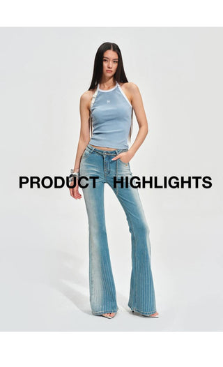[NOTAWEAR] Rhinestone Flare Jeans Mid-Rise