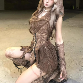 Lace up ruched tie dye tube pant set