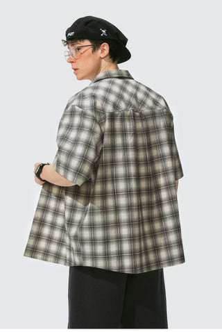 [Monterest] Seersucker Check Logo Embroidered Shirt