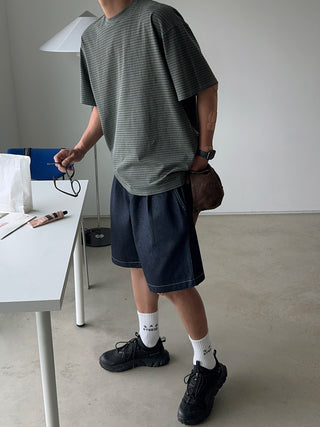All Day Double-Tuck Half-Band Denim Shorts