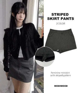 Striped Mini Skirt Pants - 2 colors