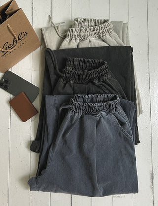 Heavy Pigment Cotton Elastic Waist Pants (4 colors, M~L)