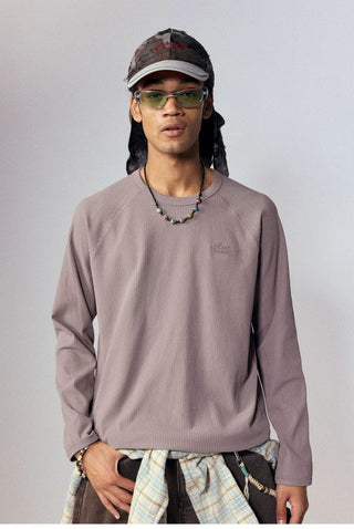 [Monterest] Waffle Knit Drop Shoulder Long Sleeve Tee