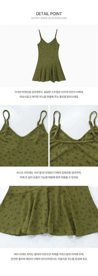 Green Tea Parfait Floral Mini Dress