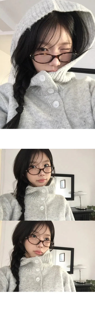Moruka Hooded Button High Neck Knitwear Cardigan - 5 Colors