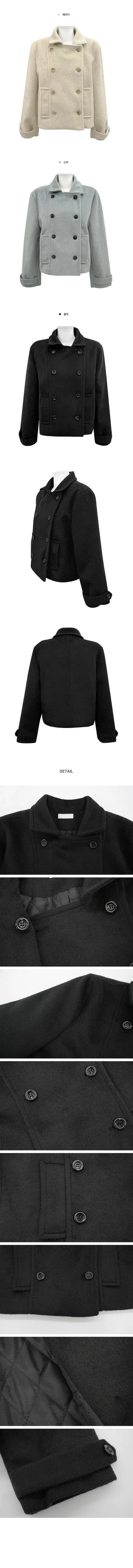 Double collar wool half coat - 3 colors