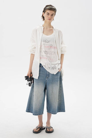 [MASONPRINCE] Cotton-Linen Graffiti Print Tank Top / Tee