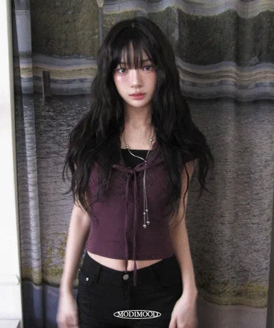 Shoe Deep V Lace Purple Short Sleeve Slim T-shirt - 3 Colors