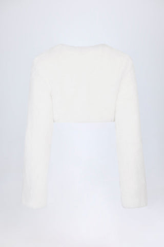 Faux Fur Cropped Bolero in White