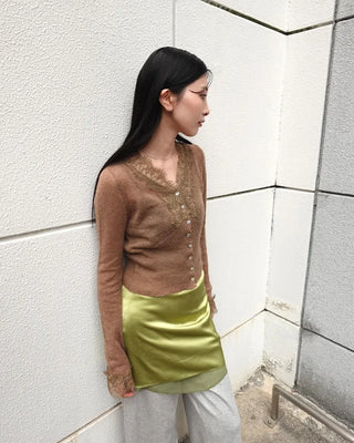 Satin mini skirt