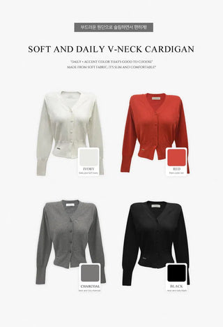 Slim Fit Daily V V-Neck Cardigan - 4 Colors