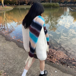 Border Tassel Scarf - P000KVYR