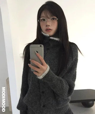 Corak High Neck Wool Knitwear Cardigan - 3 Colors