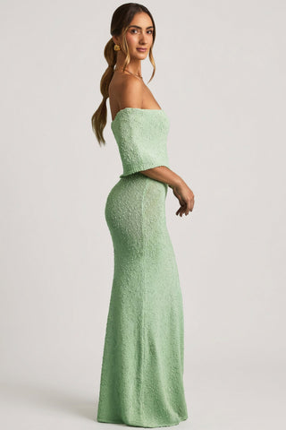 Boucl? Off-Shoulder Maxi Dress in Mint