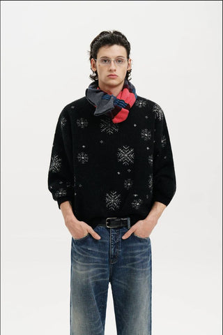 [MASONPRINCE] Snowflake Jacquard Wool Blend Sweater
