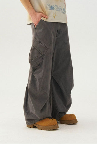 [Monterest] Washed Cotton Pleated Wide Leg Pants