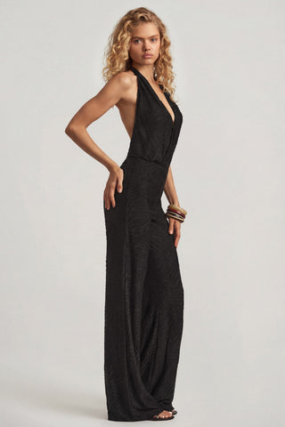Devor? Halterneck Open-Back Jumpsuit in Black